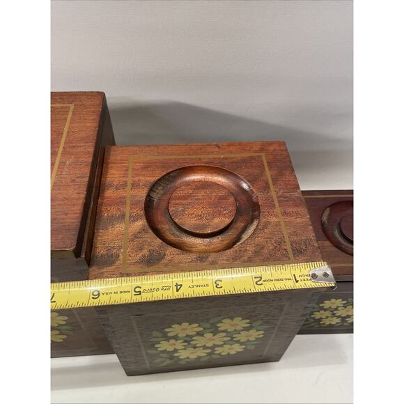 Vintage Imperial Floral Painted 3-Piece Hand Made Hardwood Kitchen Container Set - Picture 16 of 16